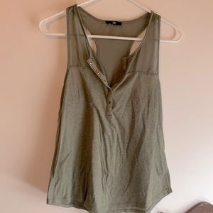 Olive mesh detailed tank top